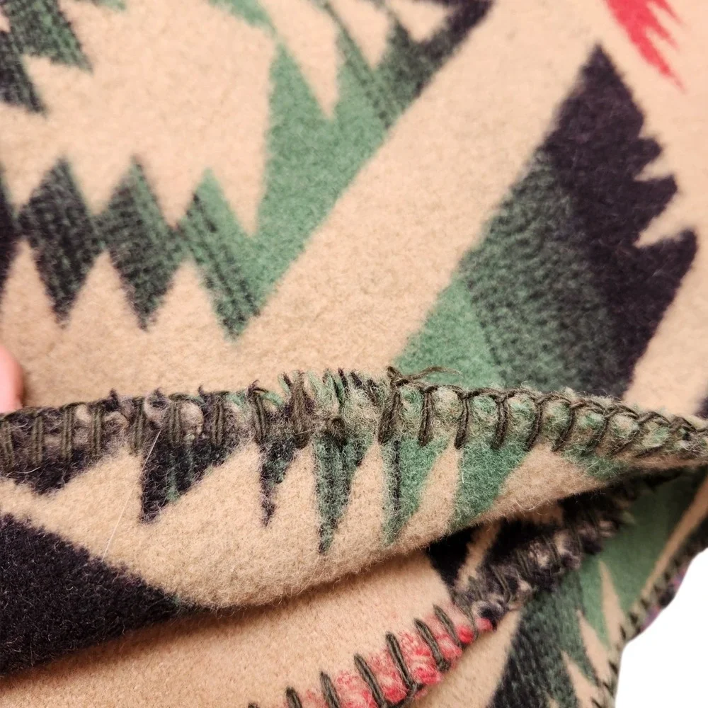 Vtg 80's Ralph Lauren Italian Wool Blanket Southwest Aztec 90x104 Geometric Read